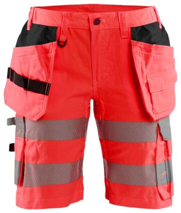 Blåkläder 7186-1811 Dames High Vis short met stretch en gereedschapszakken High Vis Rood
