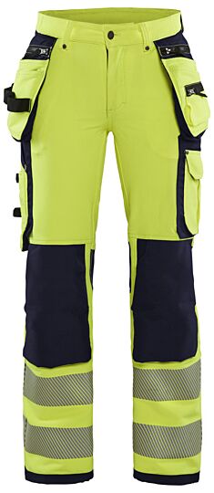 Blåkläder 7197-1642 Dames High Vis werkbroek 4-weg stretch met gereedschapszakken High Vis Geel/Marineblauw