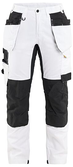 Blåkläder 7232-1832 Dames schildersbroek met stretch en gereedschapszakken Wit/zwart