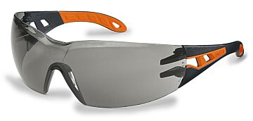 Uvex veiligheidsbril pheos 9192-245 zwart/oranje montuur grijze lens UV 5-2.5 supravision HC-AF