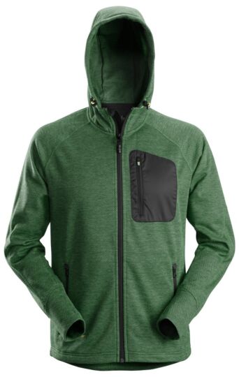 Snickers 8041 FlexiWork Fleece Hoodie Bosgroen/Zwart