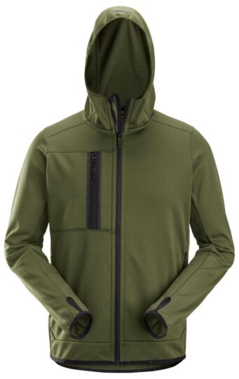 Snickers 8058 AllroundWork Fleece Hoodie met Rits Khakigroen