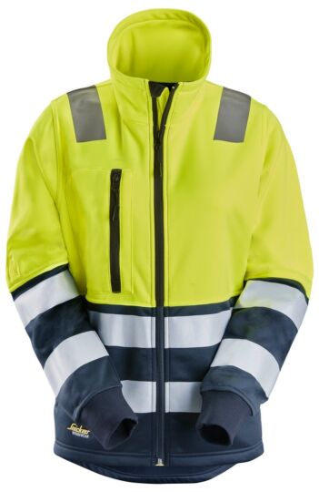 Snickers 8073 High-Vis Klasse 2 Damesjack met Rits High-Vis Geel/Marineblauw