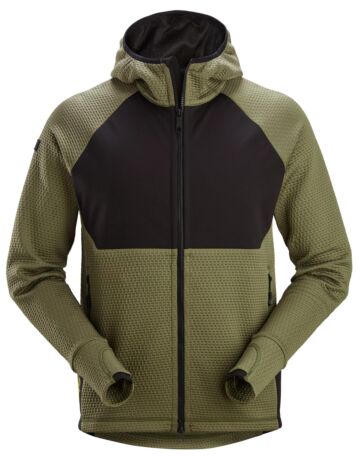 Snickers 8405 Tussenlaag Hoodie met Rits Khakigroen/Zwart