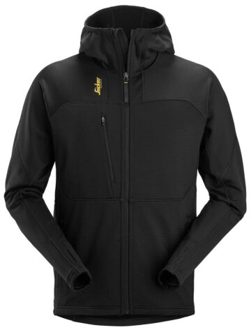 Snickers 9420 Thermal Body Mapping Fleece Hoodie met Rits Zwart