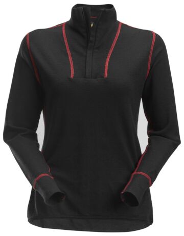 Snickers 9476 ProtecWork Dames Wollen Shirt met Lange Mouwen en Rits Zwart