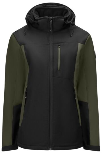 FHB Julia Softshell-Jack Dames Olijf-Zwart