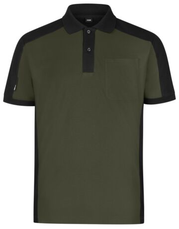 FHB Konrad Poloshirt tweekleurig Olijfgroen-Zwart