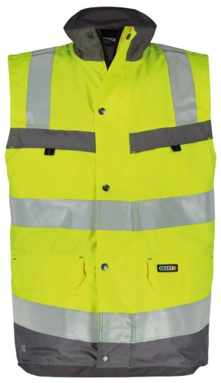 DASSY® Bilbao Hogezichtbaarheidsbodywarmer Fluogeel/Cementgrijs