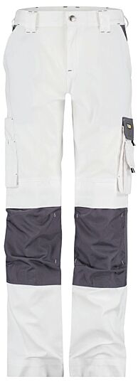 DASSY® Boston Women Tweekleurige werkbroek met kniezakken voor dames Wit/Cementgrijs