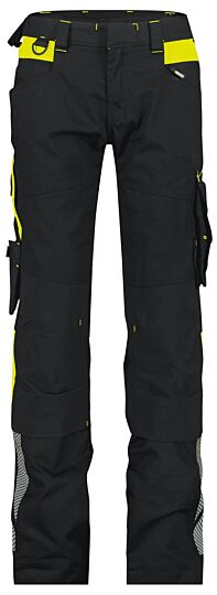 DASSY® Canton Women Werkbroek met stretch en kniezakken voor dames Zwart/Fluogeel