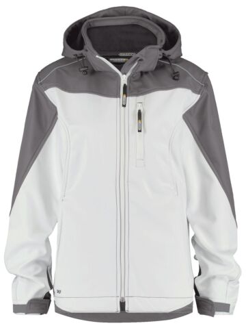 DASSY® Jakarta Women Tweekleurige softshelljas voor dames Wit/Cementgrijs