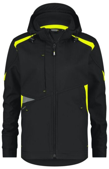 DASSY® Kalama Women Softshelljas voor dames Zwart/Fluogeel