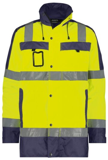 DASSY® Limasol Hogezichtbaarheidswinterparka Fluogeel/Marineblauw