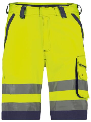 DASSY® Lucca Hogezichtbaarheidsshort Fluogeel/Marineblauw