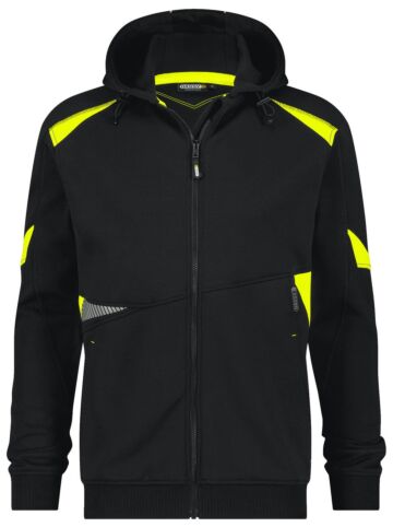 DASSY® Santos Hoodie Zwart/Fluogeel 305gr