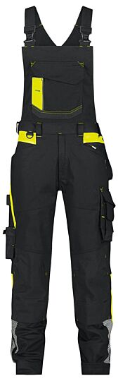 DASSY® Ulsan Bretelbroek met stretch en kniezakken Zwart/Fluogeel