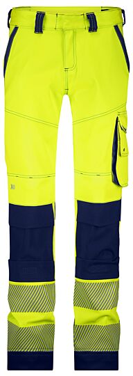 DASSY® Aruba Women Stretch hogezichtbaarheidsbroek met kniezakken voor dames Fluogeel/Marineblauw