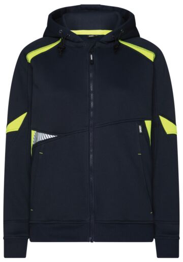 DASSY® Santos Women Hoodie voor dames Nachtblauw/Fluogeel 290gr