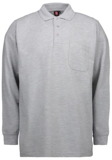 Pro Wear by Id 0326 poloshirt lange mouw Grijs gemêleerd