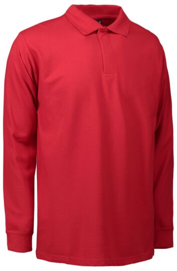 Pro Wear by Id 0336 poloshirt met lange mouw drukknoop Rood