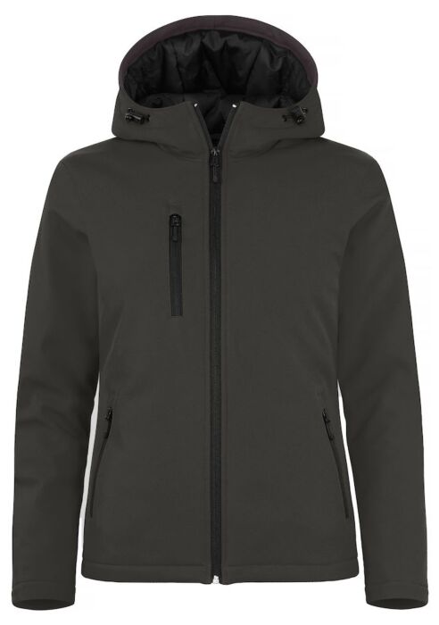 Clique Padded Hoody Softshell Dames Donkergrijs