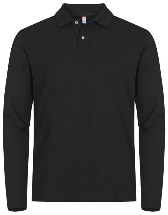 Clique Stretch Premium Polo L/S Heren Zwart