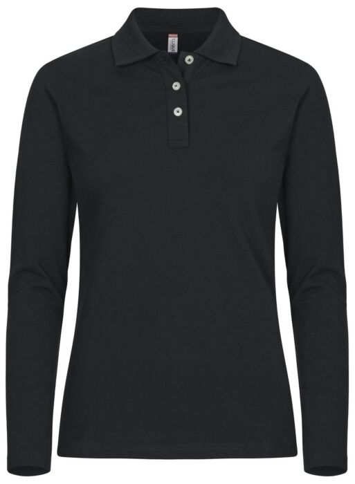 Clique Stretch Premium Polo L/S Women Dames Zwart