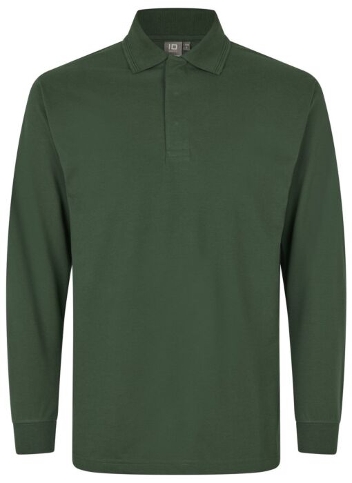Pro Wear by Id 0336 poloshirt met lange mouw drukknoop Fles groen
