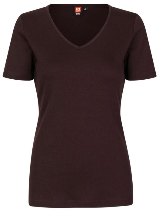 Pro Wear by Id 0506 Interlock T-shirt v-hals dames Donker bordeaux