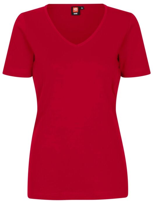 Pro Wear by Id 0506 Interlock T-shirt v-hals dames Rood