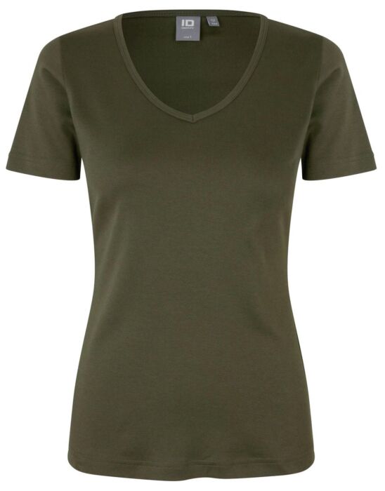 Pro Wear by Id 0506 Interlock T-shirt v-hals dames Olijf