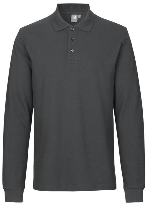 Pro Wear by Id 0544 Poloshirt met lange mouw stretch Houtskool