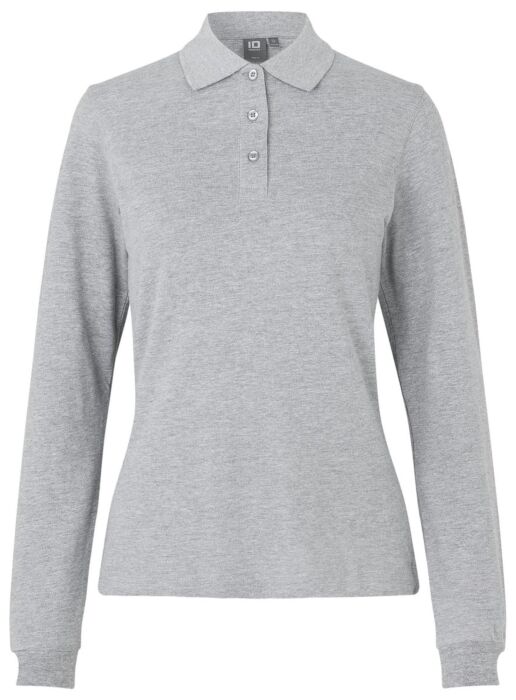 Pro Wear by Id 0545 Poloshirt met lange mouw stretch dames Grijs gemêleerd