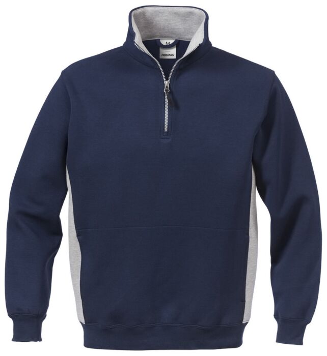 Fristads Acode sweatshirt met korte ritssluiting 1705 DF Marineblauw/grijs
