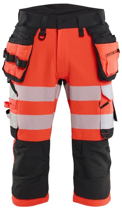 Blåkläder 1123-1648 High Vis piraatbroek 4-weg stretch met gereedschapzakken High Vis Rood/Zwart