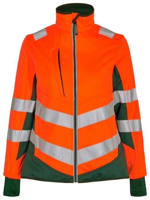 F. Engel 1156 Safety Ladies Softshell Jacket Orange/Green