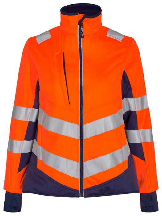 F. Engel 1156 Safety Ladies Softshell Jacket Orange/Blue Ink
