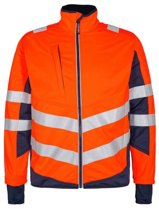 F. Engel 1158 Safety Softshell Jacket Orange/Blue Ink