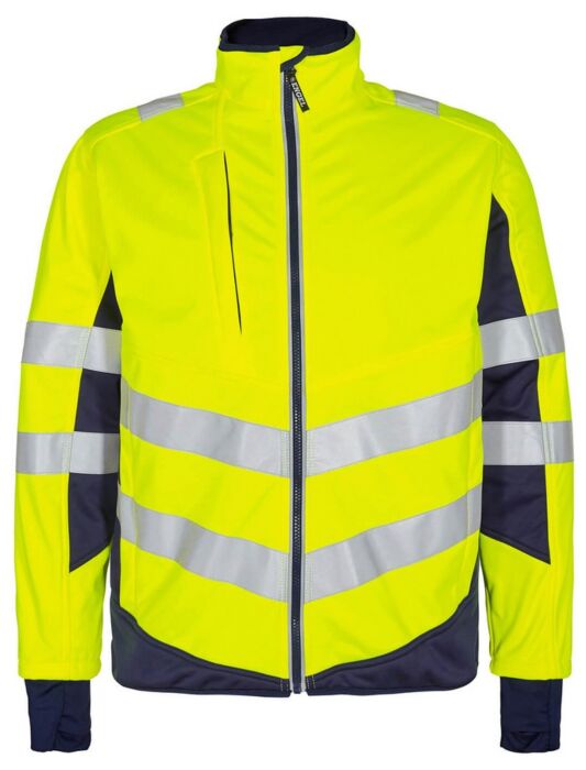 F. Engel 1158 Safety Softshell Jacket Yellow/Blue Ink