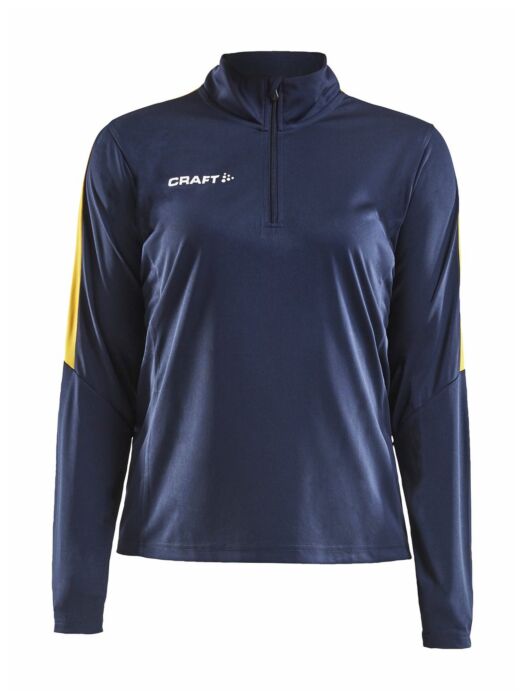Craft Progress Halfzip Ls Tee Dames Navy/Sweden Yellow