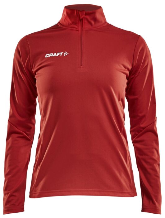 Craft Progress Halfzip Ls Tee Dames Bright Red