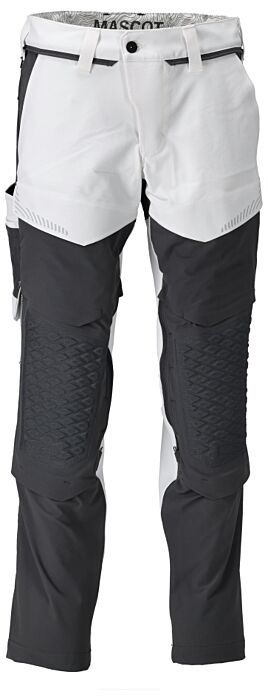 Mascot 22079-605 Broek met kniezakken Wit/Steengrijs