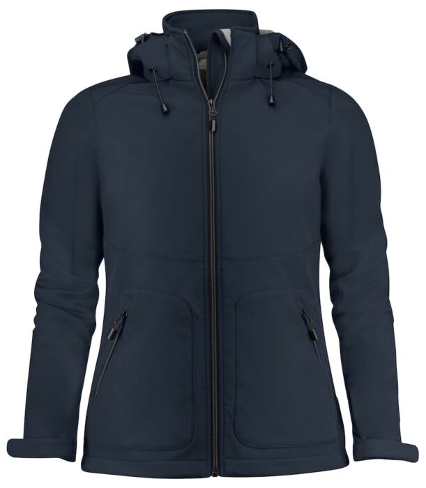 Printer Karting Softshell Jas Dames Donker Marine
