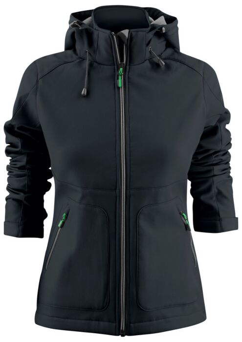 Printer Karting Softshell Jas Dames Zwart