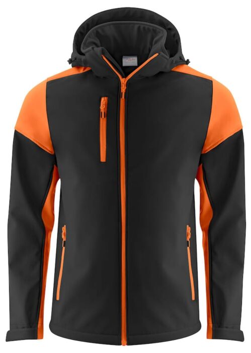Printer Prime Softshell Jas Heren Zwart/Oranje