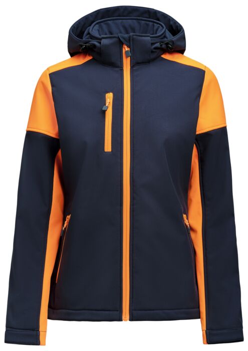 Printer Prime Softshell Jas Dames Marine/Neonoranje