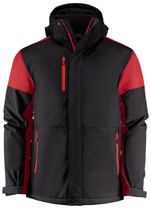 Printer Prime Padded Softshell Jas Heren Zwart/Rood