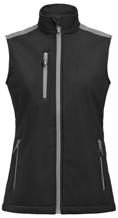 Printer Prime Softshell Bodywarmer Dames Zwart/Staalgrijs
