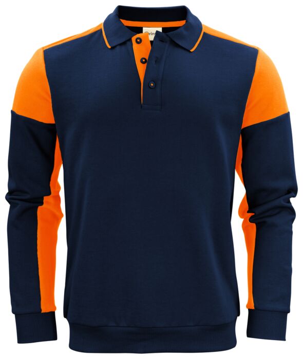 Printer Prime Polosweater Marine/Neonoranje